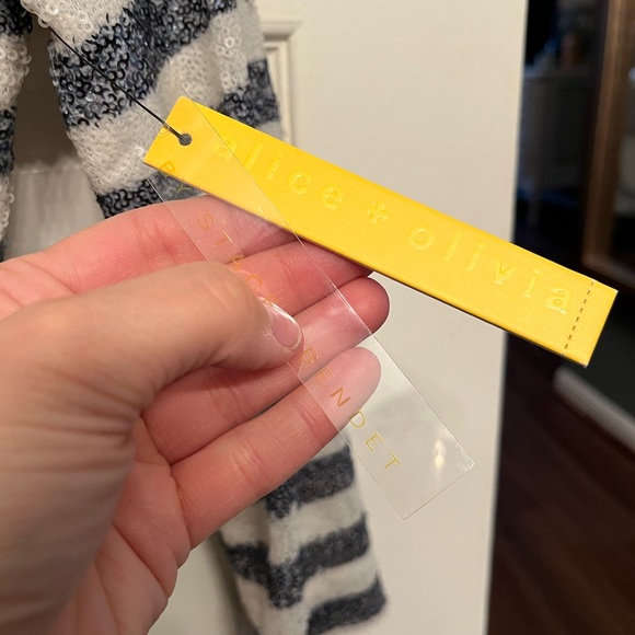 NWT Alice + Olivia Pammy Sequin Striped Dress - Picture 6 of 13